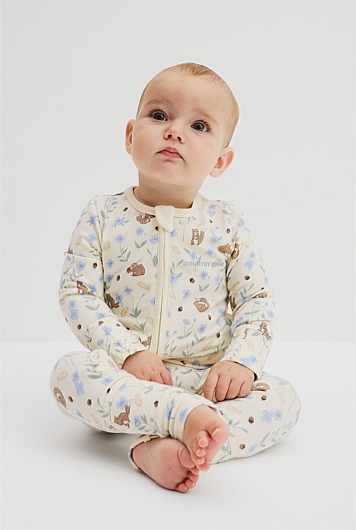 Organically Grown Cotton Squirrel Floral Jumpsuit