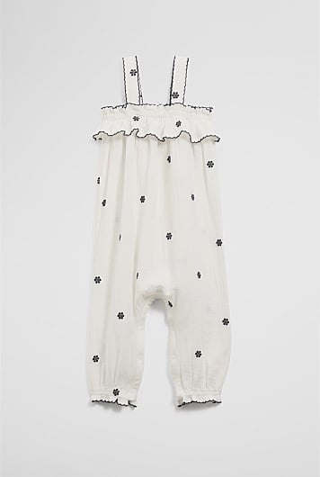 Crinkle Embroidered Romper