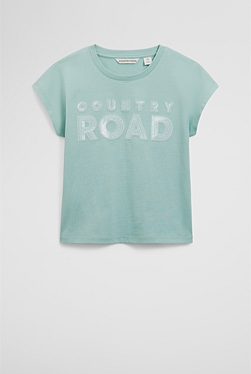 Organically Grown Cotton Sequin Logo T-Shirt