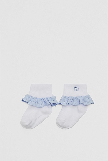 Embroidered Frill Sock