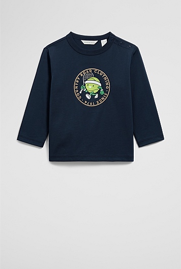 Organically Grown Cotton Long Sleeve Tennis Mascot T-Shirt