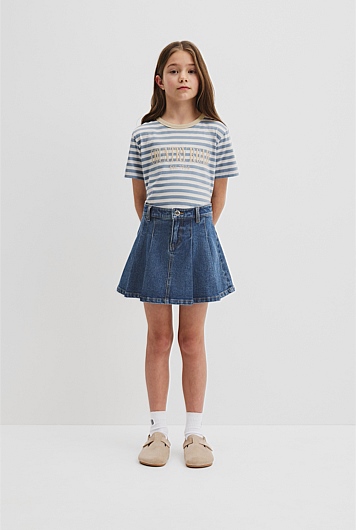 Denim Pleat Skirt