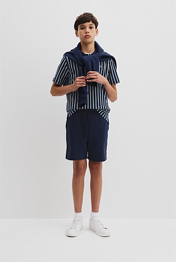 Teen Recycled Cotton Blend Vertical Stripe Polo