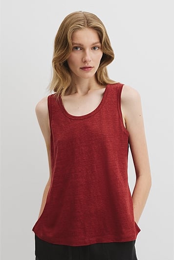 Linen Scoop Neck Tank