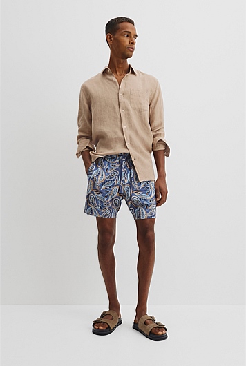 Recycled Polyester Paisley Print Swim Short