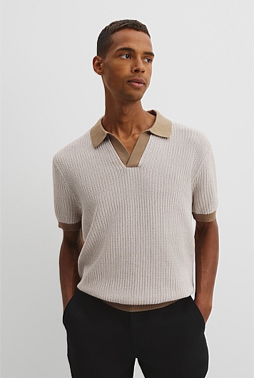 Oversized Australian Cotton Textured Knit Polo