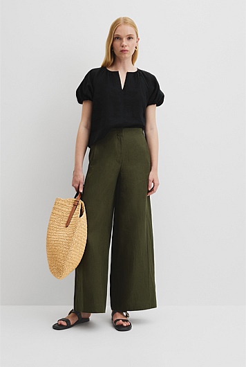 Organically Grown Linen Puff Sleeve Linen Top
