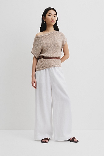 Organically Grown Cotton Asymmetric Tape Knit T-Shirt