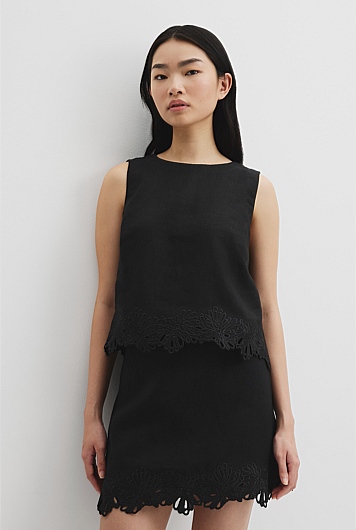 Linen Scalloped Top