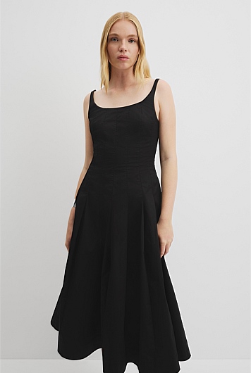 Organically Grown Linen Panelled Fit and Flare Dress