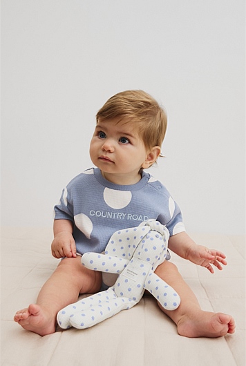 Organically Grown Cotton Oversize Spot Short Sleeve Bodysuit
