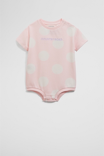 Organically Grown Cotton Oversize Spot Short Sleeve Bodysuit