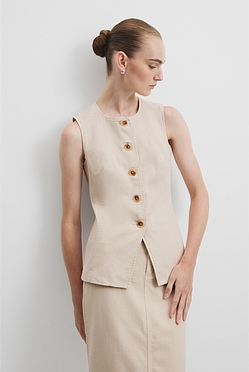 Recycled Cotton Denim Sleeveless Top
