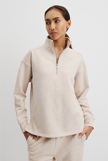 Australian Good Earth Cotton Zip Neck Sweat