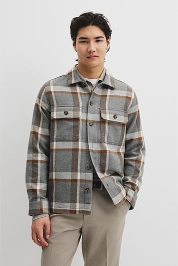 Regular Fit Cotton Blend Check Overshirt