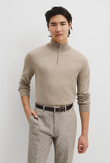 Australian Merino Long Sleeve Vam Half Zip Knit