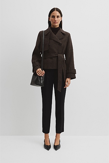 Check Wool Trench