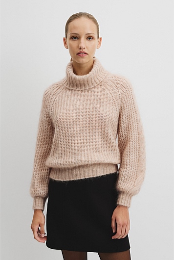 Lofty Merino Wool Funnel Neck Knit
