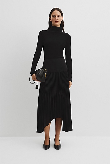 Plisse Midi Skirt