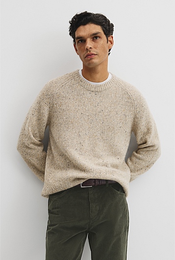 Merino Nep Wool Blend Crew Neck Knit