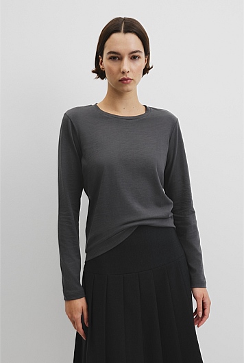 Australian Good Earth Cotton Textured Slub T-Shirt