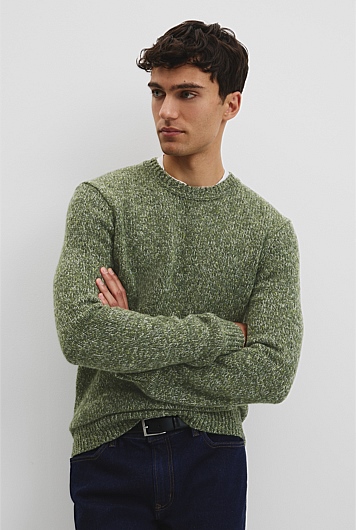 Merino Wool Blend Crew Neck Knit
