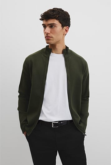 Australian Cotton Silk Blend Zip Through Knit Jacket