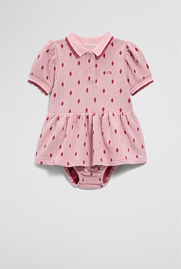 Australian Cotton Short Sleeve Jacquard Romper Dress