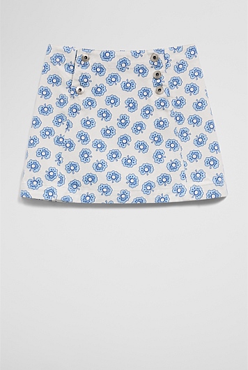Printed Denim Skirt