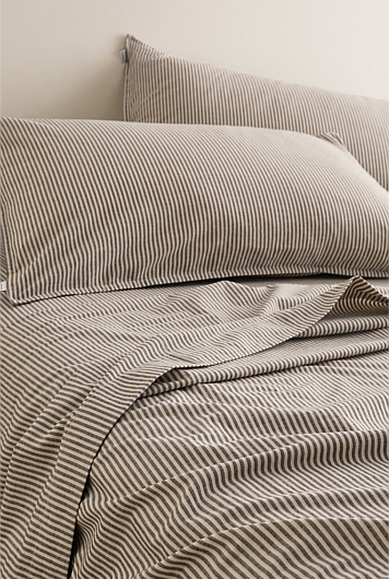 Brae Australian Cotton Stripe Queen Flat Sheet