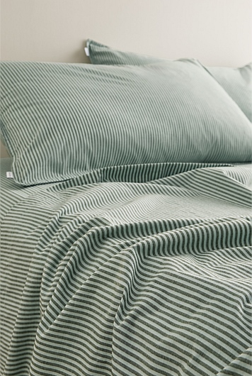Brae Australian Cotton Stripe Queen Flat Sheet