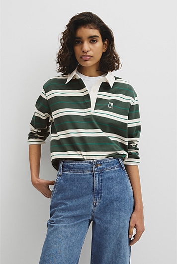 Australian Cotton Stripe Rugby Polo Sweat