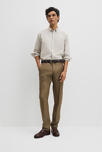 Regular Fit Tapered Linen Pant
