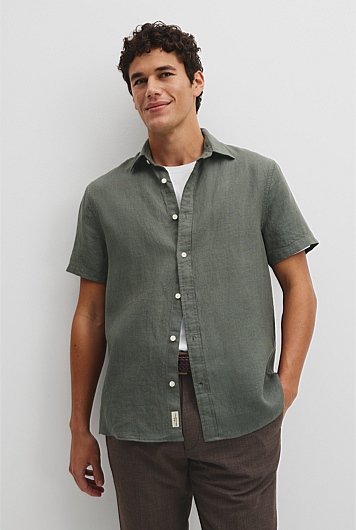 Short Sleeve Regular Fit Linen Shirt
