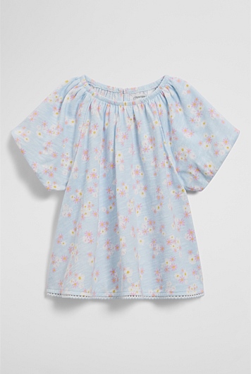 Organically Grown Cotton Short Sleeve Puff Sleeve Top