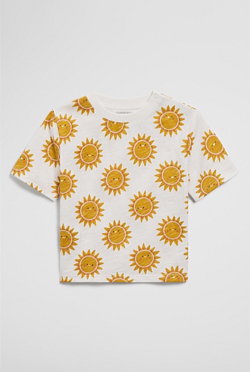 Organically Grown Cotton Short Sleeve Relaxed Sun Print T-Shirt