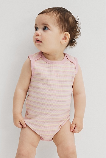 Organically Grown Cotton Blend Sleeveless Rib Bodysuit