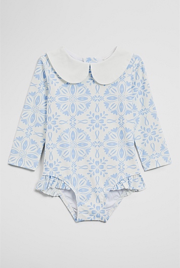 Long Sleeve Spot One Piece Swimsuit