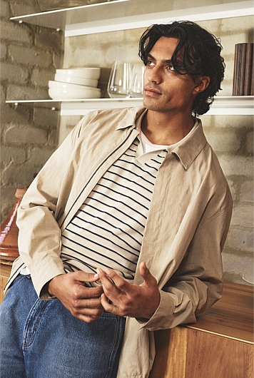Cotton Nylon Zip Shacket