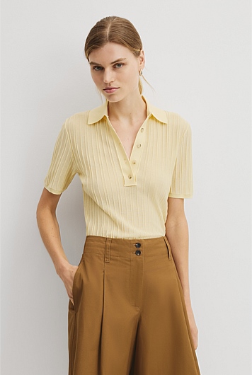 Short Sleeve Rib Knit Polo