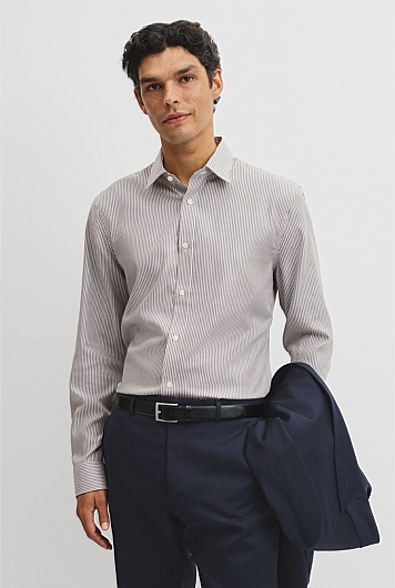 Slim Fit Stripe Travel Shirt