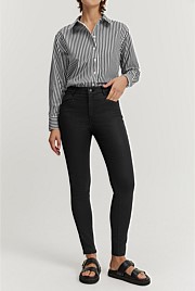 Coated Mid Rise Fitted Jean