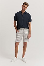 Organically Grown Linen Stripe Drawcord Short