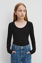 Teen Rib Crop Long Sleeve T-Shirt