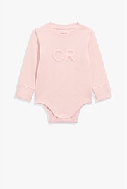 Organically Grown Cotton Puff Logo Long Sleeve Bodysuit