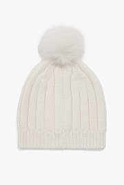 Organically Grown Cotton Blend Pom Pom Rib Beanie