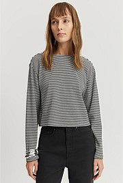 Australian Cotton Boat Neck Stripe T-Shirt