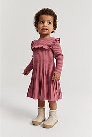 Organically Grown Cotton Blend Frill Knit Dress