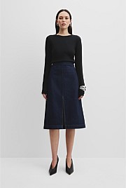 Denim Split Front Skirt