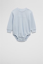 Organically Grown Cotton Waffle Logo Long Sleeve Bodysuit